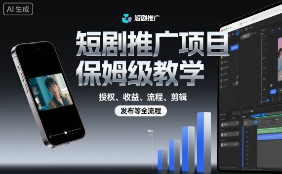 短剧推广项目保姆级教学,授权、收益、流程、剪辑,发布等全流程网创吧-网创项目资源站-副业项目-创业项目-搞钱项目网创吧