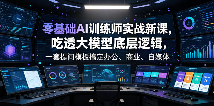 零基础AI训练师实战课,吃透大模型底层逻辑,一套提问模板搞定办公、商业、自媒体、设计、生活全场景AI落地应用网创吧-网创项目资源站-副业项目-创业项目-搞钱项目网创吧