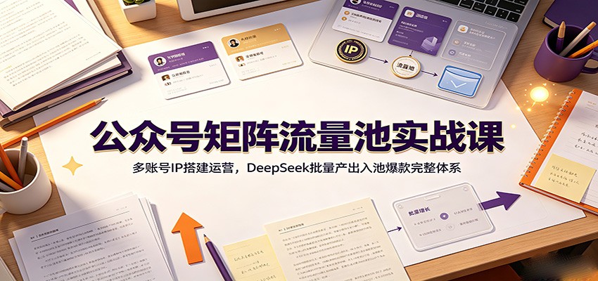 公众号矩阵流量池实战课：多账号IP搭建运营，DeepSeek批量产出入池爆款完整体系网创吧-网创项目资源站-副业项目-创业项目-搞钱项目网创吧
