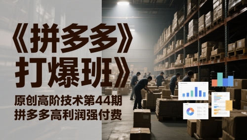《拼多多打爆班》原创高阶技术第44期,拼多多高利润强付费网创吧-网创项目资源站-副业项目-创业项目-搞钱项目网创吧