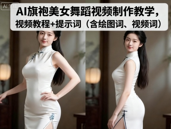 AI旗袍美女舞蹈视频制作教学,视频教程+提示词(含绘图词、视频词)网创吧-网创项目资源站-副业项目-创业项目-搞钱项目网创吧