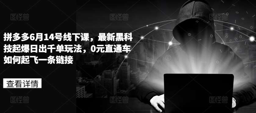 拼多多6月14号线下课,最新黑科技起爆日出千单玩法,0元直通车如何起飞一条链接网创吧-网创项目资源站-副业项目-创业项目-搞钱项目网创吧