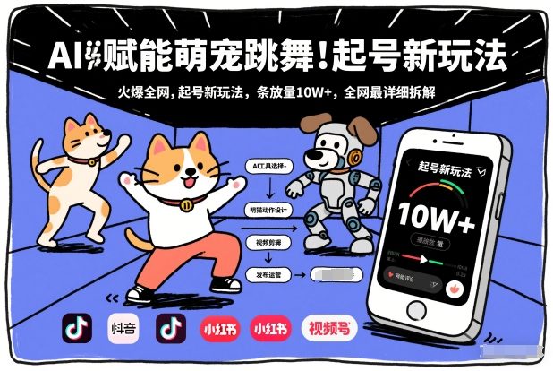 AI赋能萌宠跳舞,火爆全网,起号新玩法,条条播放量10W+,全网最详细拆解网创吧-网创项目资源站-副业项目-创业项目-搞钱项目网创吧