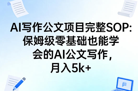 AI写作公文项目完整SOP,保姆级零基础也能学会的AI公文写作,月入5k+网创吧-网创项目资源站-副业项目-创业项目-搞钱项目网创吧