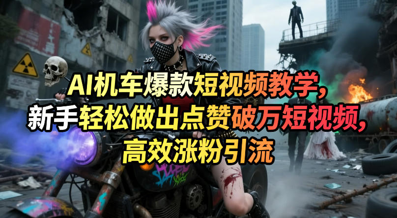 AI机车爆款短视频教学,新手轻松做出点赞破万短视频,高效涨粉引流网创吧-网创项目资源站-副业项目-创业项目-搞钱项目网创吧