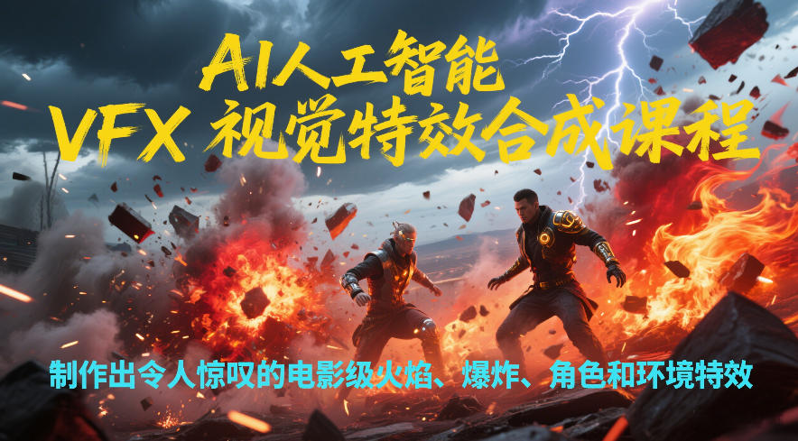 AI人工智能VFX视觉特效合成课程,制作出令人惊叹的电影级火焰、爆炸、角色和环境特效网创吧-网创项目资源站-副业项目-创业项目-搞钱项目网创吧
