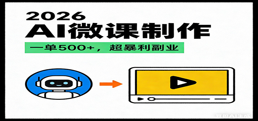 2026AI 风口最稳副业:微课代写制作,一单 500+,人人可做的蓝海项目网创吧-网创项目资源站-副业项目-创业项目-搞钱项目网创吧
