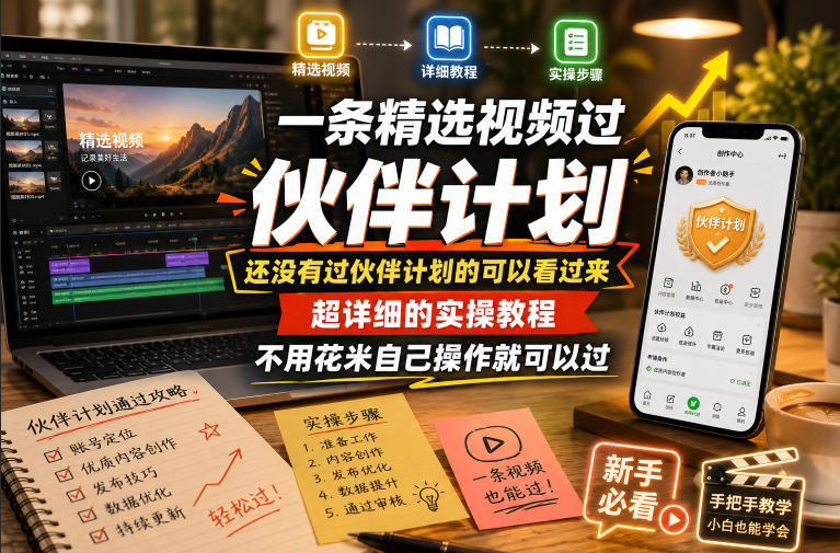 一条精选视频过伙伴计划,还没有过伙伴计划的可以看过来,超详细的实操教程,不用花米自己操作就可以过网创吧-网创项目资源站-副业项目-创业项目-搞钱项目网创吧