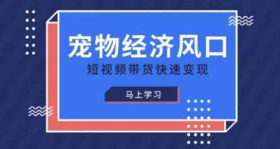 宠物赛道快速变现精品课，宠物经济风口，短视频带货快速变现网创吧-网创项目资源站-副业项目-创业项目-搞钱项目网创吧