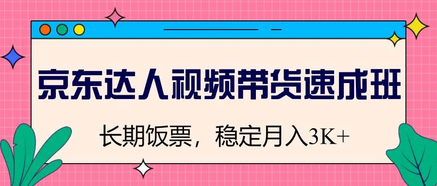 京东达人视频带货速成班,长期饭票,稳定月入3K网创吧-网创项目资源站-副业项目-创业项目-搞钱项目网创吧