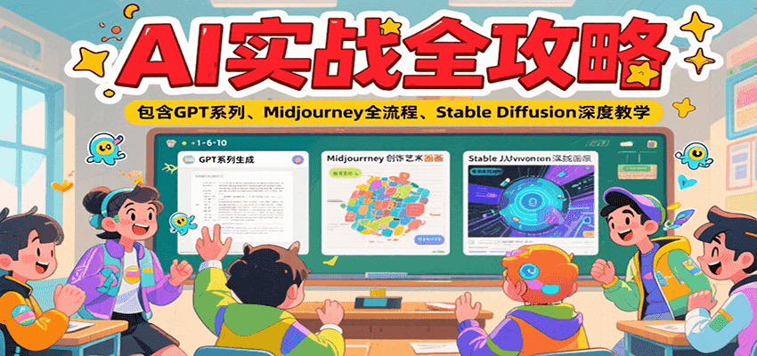 AI实战全攻略，包含GPT系列、Midjourney全流程、Stable Diffusion深度教学网创吧-网创项目资源站-副业项目-创业项目-搞钱项目网创吧