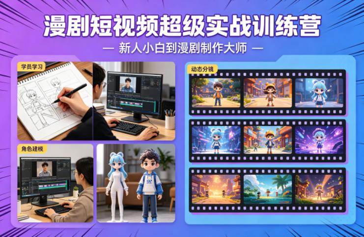 漫剧短视频超级实战训练营，新人小白到漫剧制作大师网创吧-网创项目资源站-副业项目-创业项目-搞钱项目网创吧