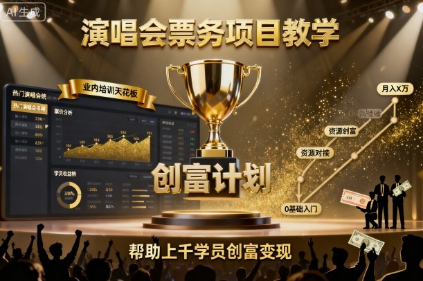 演唱会票务项目教学,业内培训天花板,帮助上千学员创富变现网创吧-网创项目资源站-副业项目-创业项目-搞钱项目网创吧