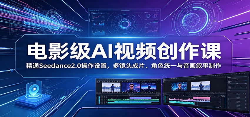 电影级AI视频创作课：精通Seedance2.0操作设置，多镜头成片、角色统一与音画叙事制作网创吧-网创项目资源站-副业项目-创业项目-搞钱项目网创吧