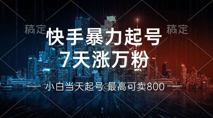 (13142期)快手暴力起号,7天涨万粉,小白当天起号 多种变现方式,账号回收,单月...网创吧-网创项目资源站-副业项目-创业项目-搞钱项目网创吧