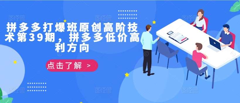 拼多多打爆班原创高阶技术第39期,拼多多低价高利方向网创吧-网创项目资源站-副业项目-创业项目-搞钱项目网创吧