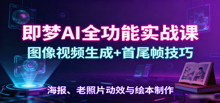 即梦AI全功能实战课:图像视频生成+首尾帧技巧,海报、老照片动效与绘本制作网创吧-网创项目资源站-副业项目-创业项目-搞钱项目网创吧