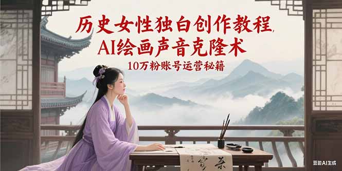 历史女性独白创作教程，AI绘画声音克隆术，10万粉账号运营秘籍网创吧-网创项目资源站-副业项目-创业项目-搞钱项目网创吧
