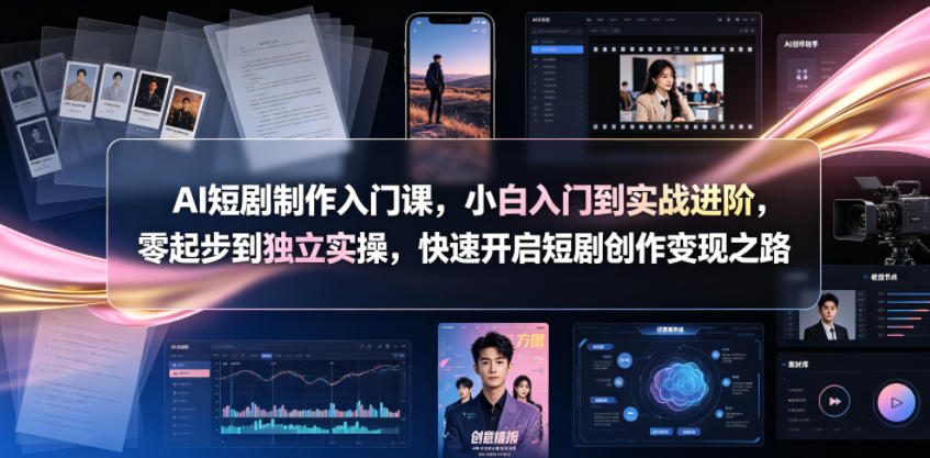AI短剧制作入门课,小白入门到实战进阶,零起步到独立实操,快速开启短剧创作变现之路网创吧-网创项目资源站-副业项目-创业项目-搞钱项目网创吧