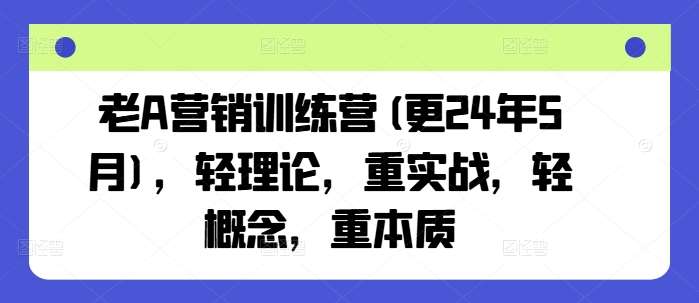 老A营销训练营(更24年5月),轻理论,重实战,轻概念,重本质网创吧-网创项目资源站-副业项目-创业项目-搞钱项目网创吧