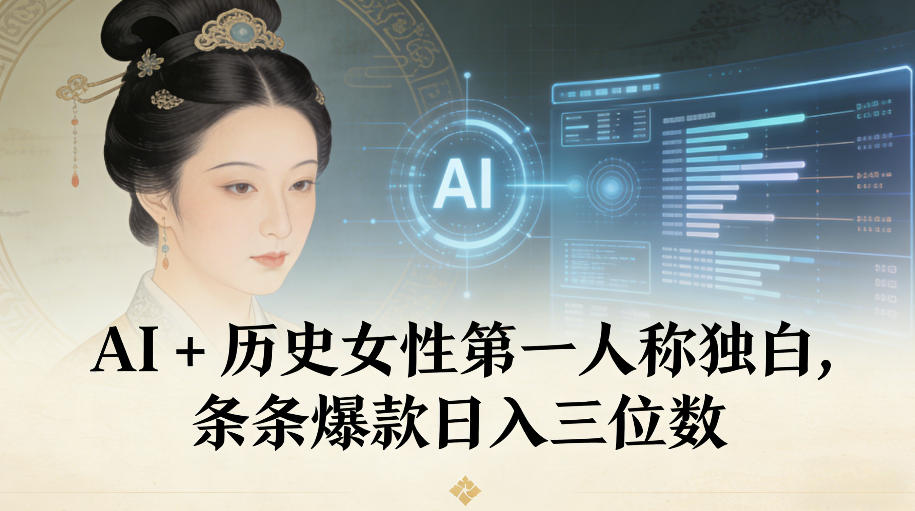 AI+历史女性第一人称独白,条条爆款日入三位数网创吧-网创项目资源站-副业项目-创业项目-搞钱项目网创吧