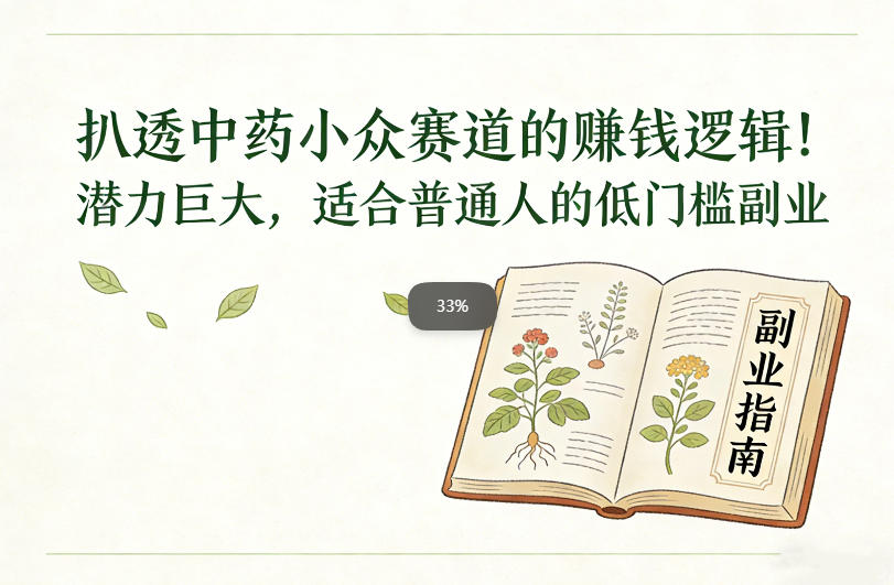 扒透中药小众赛道的賺米逻辑,潜力巨大,适合普通人的低门槛副业网创吧-网创项目资源站-副业项目-创业项目-搞钱项目网创吧