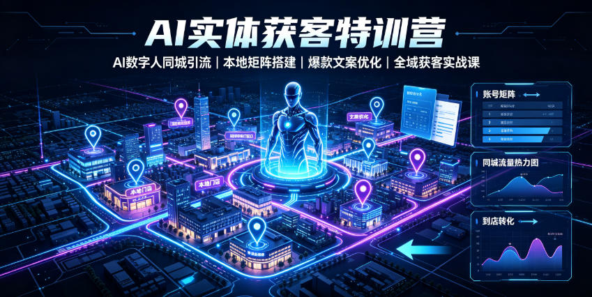 AI实体获客特训营|AI数字人同城引流、本地矩阵搭建、爆款文案优化全域获客实战课网创吧-网创项目资源站-副业项目-创业项目-搞钱项目网创吧