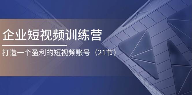 (11278期)企业短视频训练营:打造一个盈利的短视频账号(21节)网创吧-网创项目资源站-副业项目-创业项目-搞钱项目网创吧