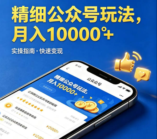 精细化公众号玩法,我们给你提供文章,你来负责发布,收益可观,月入1W+【揭秘】网创吧-网创项目资源站-副业项目-创业项目-搞钱项目网创吧