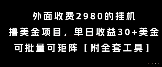 外面收费2980的挂G撸美金项目,单日收益30+美金,可批量可矩阵【揭秘】网创吧-网创项目资源站-副业项目-创业项目-搞钱项目网创吧