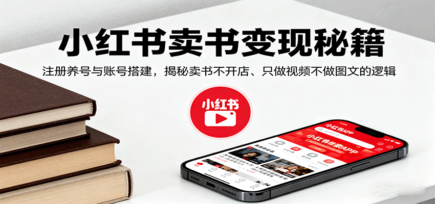 小红书卖书变现秘籍，注册养号与账号搭建，揭秘卖书不开店、只做视频不做图文的逻辑网创吧-网创项目资源站-副业项目-创业项目-搞钱项目网创吧