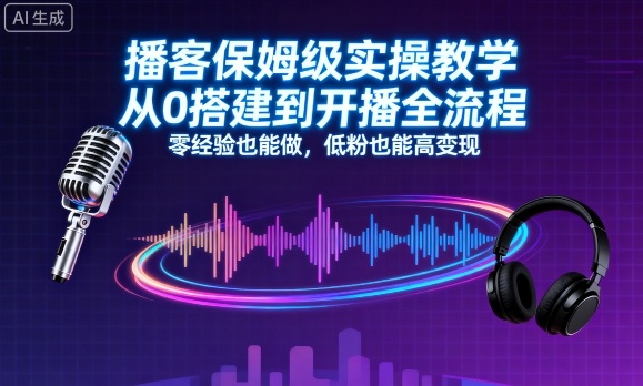 播客保姆级实操教学,从0搭建到开播全流程,零经验也能做,低粉也能高变现网创吧-网创项目资源站-副业项目-创业项目-搞钱项目网创吧