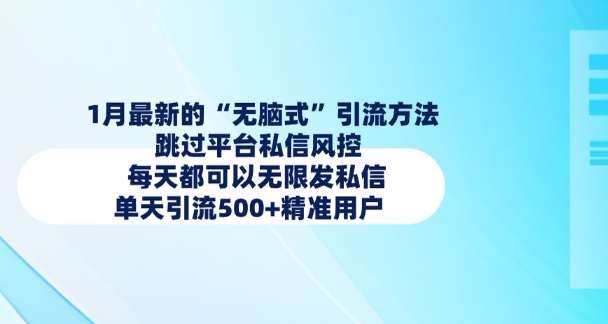 1月最新的无脑式引流方法，跳过平台私信风控，每天都可以无限发私信，单天引流500+精准用户网创吧-网创项目资源站-副业项目-创业项目-搞钱项目网创吧