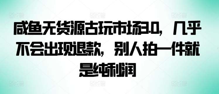 咸鱼无货源古玩市场3.0,几乎不会出现退款,别人拍一件就是纯利润【揭秘】网创吧-网创项目资源站-副业项目-创业项目-搞钱项目网创吧