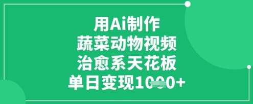 用Ai制作蔬菜动物视频,治愈系天花板,单日变现1k网创吧-网创项目资源站-副业项目-创业项目-搞钱项目网创吧