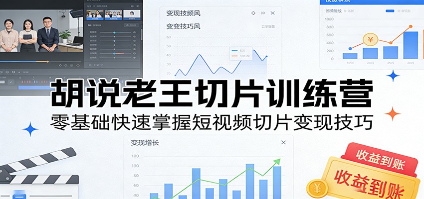 胡说老王切片训练营，零基础快速掌握短视频切片变现技巧网创吧-网创项目资源站-副业项目-创业项目-搞钱项目网创吧