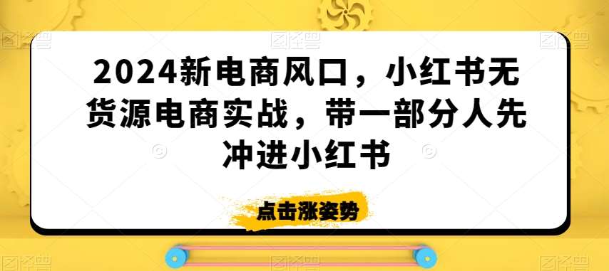2024新电商风口,小红书无货源电商实战,带一部分人先冲进小红书网创吧-网创项目资源站-副业项目-创业项目-搞钱项目网创吧