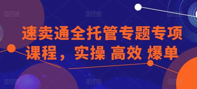 速卖通全托管专题专项课程,实操 高效 爆单网创吧-网创项目资源站-副业项目-创业项目-搞钱项目网创吧