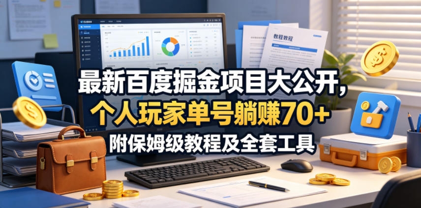 最新百度掘金项目大公开，个人玩家单号躺賺70+，附保姆级教程及全套工具【揭秘】网创吧-网创项目资源站-副业项目-创业项目-搞钱项目网创吧