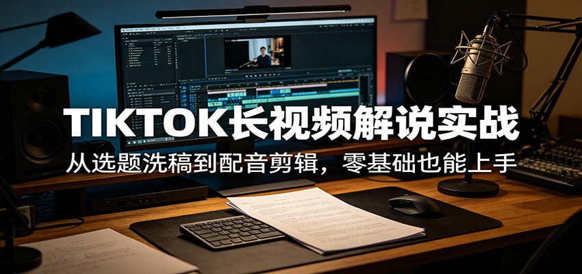 TIKTOK长视频解说实战：从选题洗稿到配音剪辑，零基础也能上手网创吧-网创项目资源站-副业项目-创业项目-搞钱项目网创吧