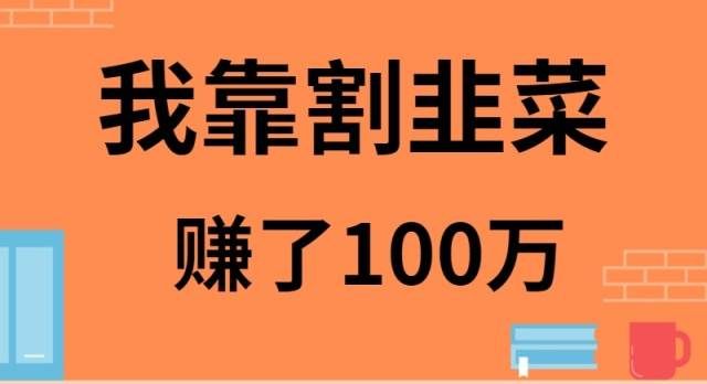 (9173期)我靠割韭菜赚了 100 万网创吧-网创项目资源站-副业项目-创业项目-搞钱项目网创吧
