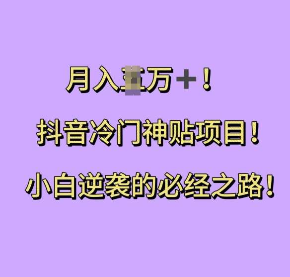 抖音冷门神贴项目,小白逆袭的必经之路,月入过W【揭秘】网创吧-网创项目资源站-副业项目-创业项目-搞钱项目网创吧