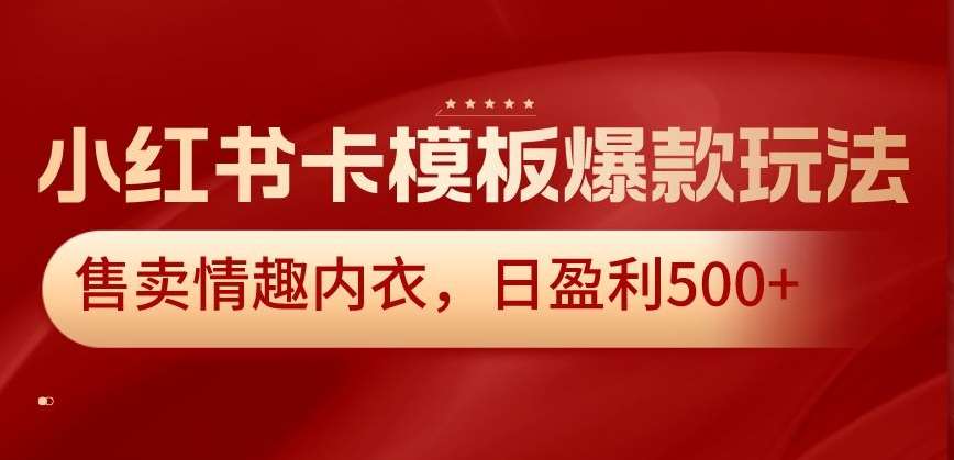 小红书卡模板爆款玩法,售卖情趣内衣,日盈利500+【揭秘】网创吧-网创项目资源站-副业项目-创业项目-搞钱项目网创吧