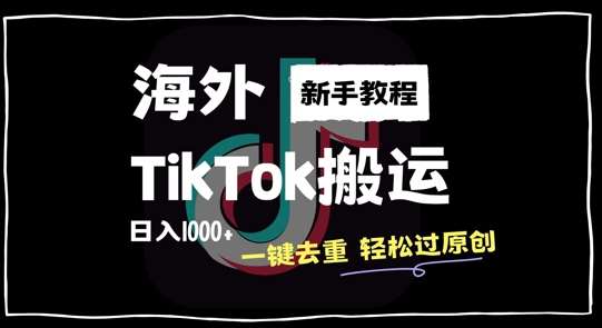 2024最新海外TikTok搬运玩法,一键去重轻松过原创,新手无经验也能日入1k【揭秘】网创吧-网创项目资源站-副业项目-创业项目-搞钱项目网创吧