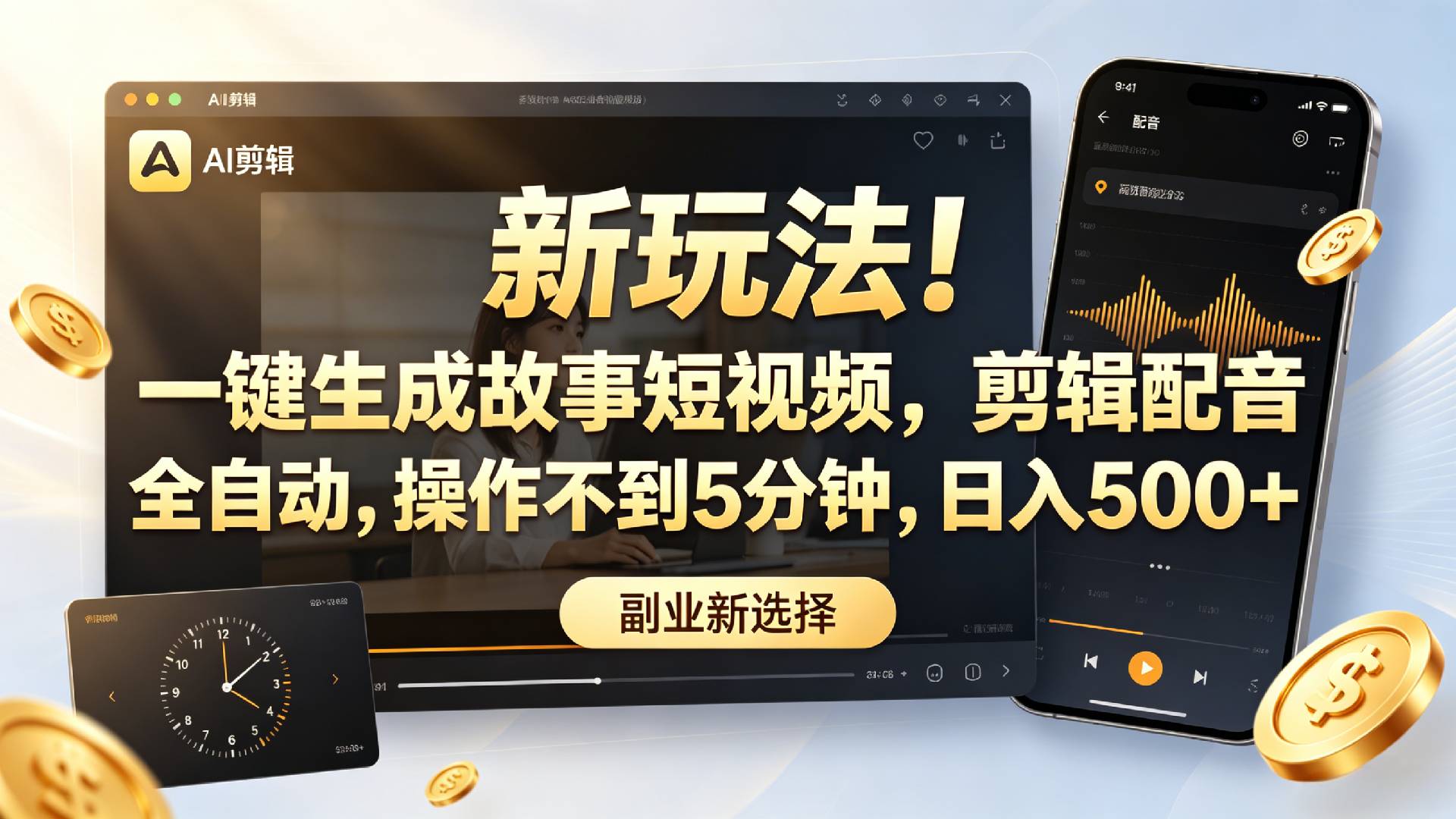 新玩法！一键生成故事短视频，剪辑配音全自动，操作不到5分钟，日入500+网创吧-网创项目资源站-副业项目-创业项目-搞钱项目网创吧