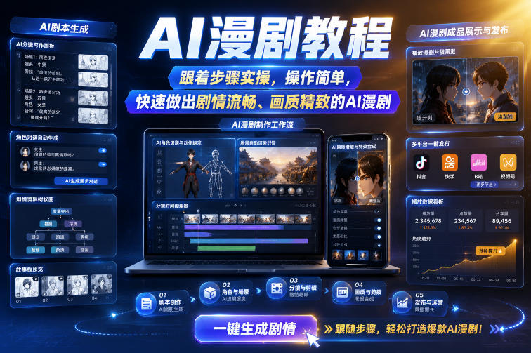 AI漫剧教程，跟着步骤实操，操作简单，快速做出剧情流畅、画质精致的AI漫剧网创吧-网创项目资源站-副业项目-创业项目-搞钱项目网创吧