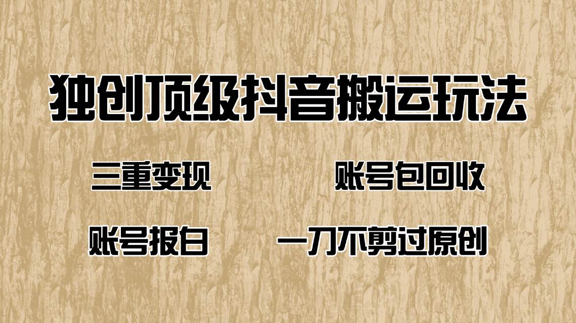 (14187期)抖音短剧纯搬运玩法,三重变现,账号包回收,账号报白一刀不剪过原创网创吧-网创项目资源站-副业项目-创业项目-搞钱项目网创吧