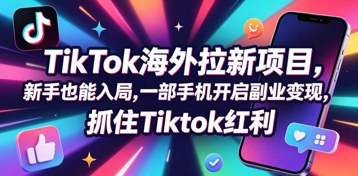 Tc联盟TikTok海外拉新项目,新手也能入局,一部手机开启副业变现,抓住Tiktok红利网创吧-网创项目资源站-副业项目-创业项目-搞钱项目网创吧