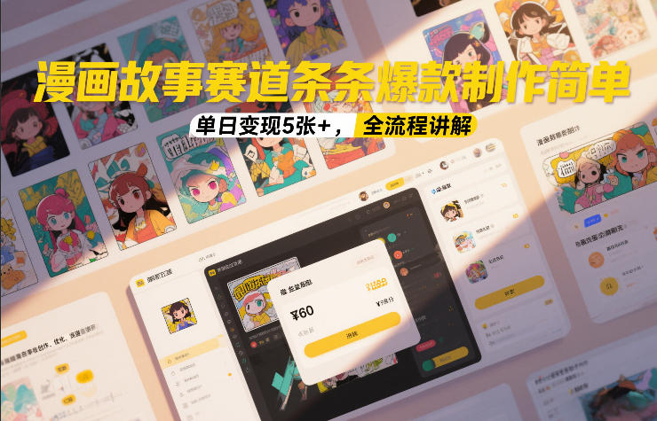 漫画故事赛道条条爆款制作简单，单日变现5张+，全流程讲解网创吧-网创项目资源站-副业项目-创业项目-搞钱项目网创吧