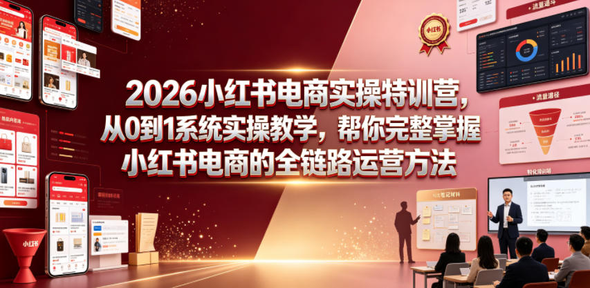2026小红书电商实操特训营,从0到1系统实操教学,帮你完整掌握小红书电商的全链路运营方法网创吧-网创项目资源站-副业项目-创业项目-搞钱项目网创吧